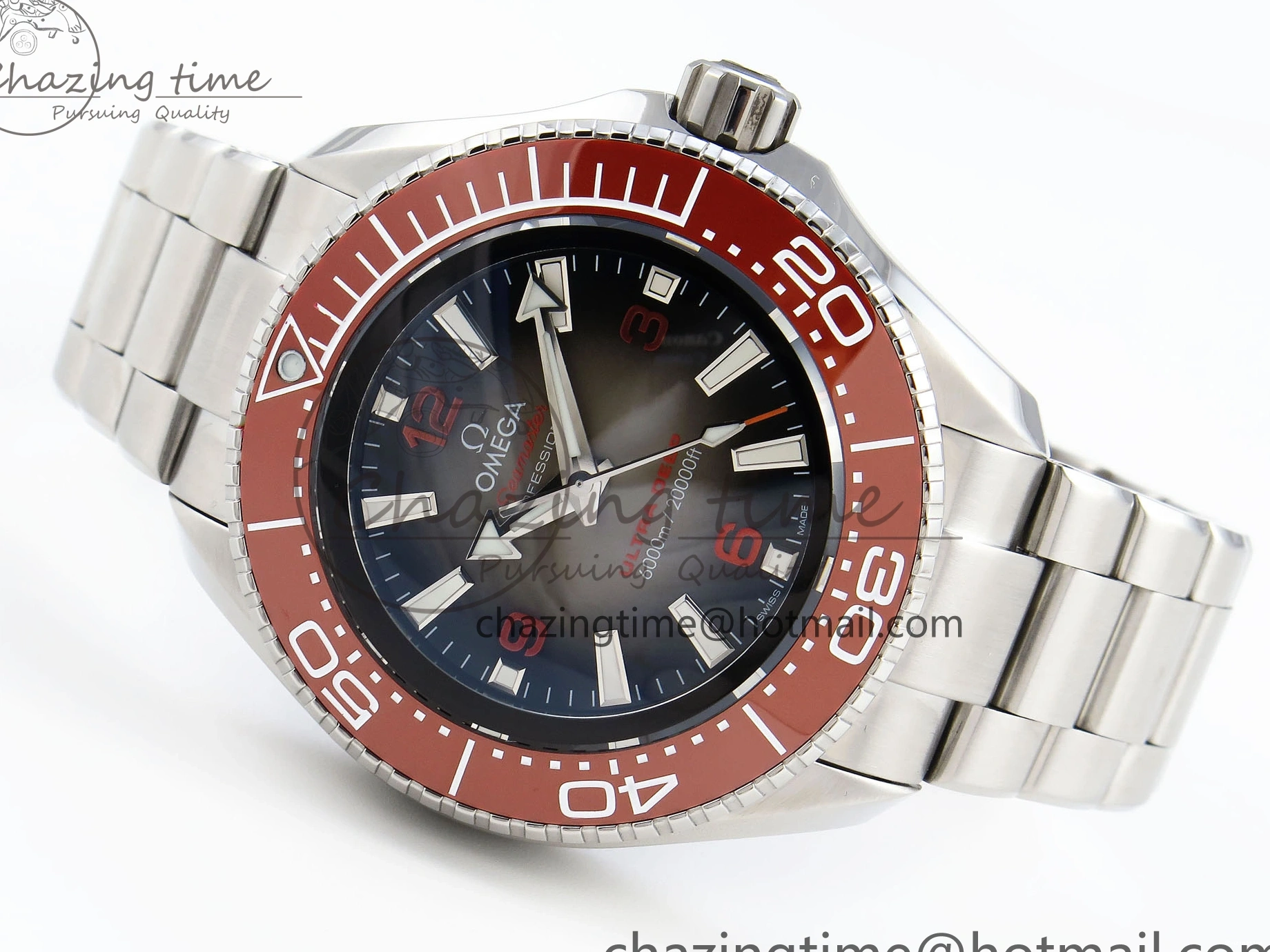 0219 SEAMASTER PLANET OCEAN 6000M ULTRA DEEP 45.5MM SS TF 1:1 BEST EDITION GRAY DIAL ORANGE BEZEL ON SS BRACELET A WellDesigned 7757